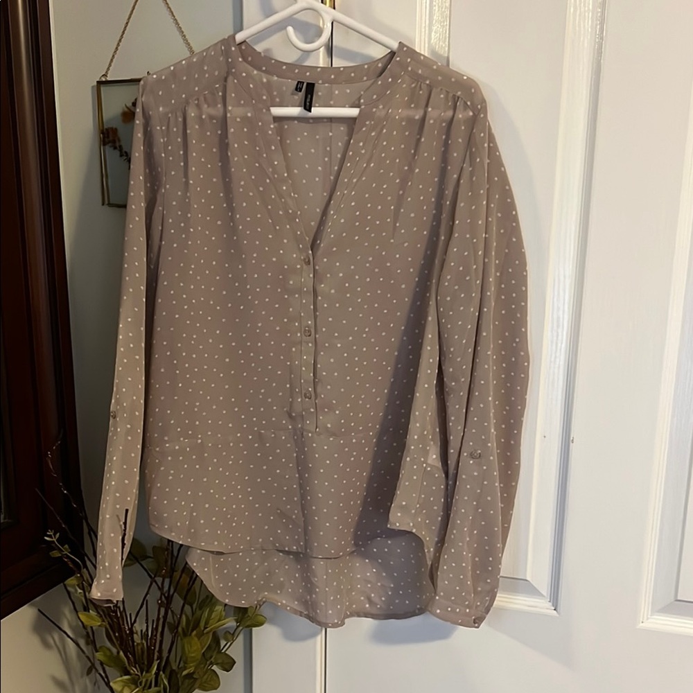 Polka Dot Blouse - Taupe